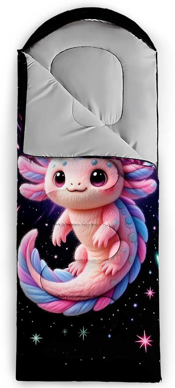 AILONEN Cartoon Camping Sleeping Bag for Boys Girls AdultsLightweight &amp Waterproof3 Season Warm &amp Cold WeatherPortablePrinted Sleeping BagTravelingCampingHiking