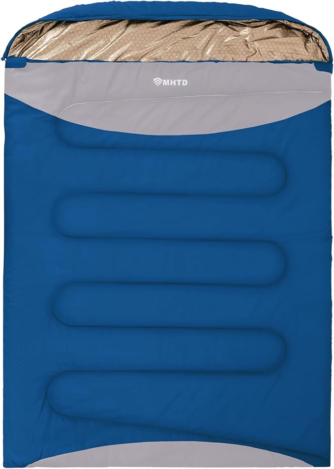 Double Sleeping Bag for Adults Cold Weather 0 Degrees Heavy Duty Two Person Sleeping Bag for Camping Cotton Canvas YKK Zipper Portable