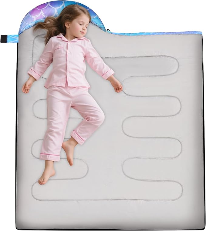 Sleeping Bags for Kids 3 Season Waterproof Sleeping Bag with Carry Bag for Camping Hiking Rainbow Unicorn