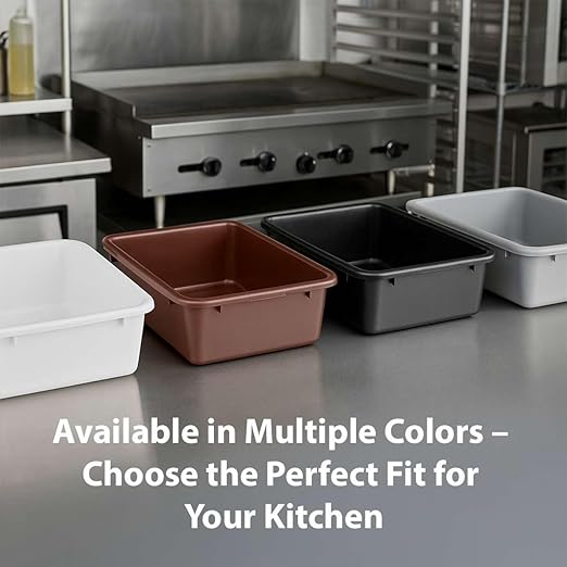 3-Pack 20 x 15 x 7 Commercial Bus Tub/Bus Box - 9 Gallons without Lid - Stackable Dish Storage Boxes for Home Kitchen Pantry or Garage Organization – Heavy-Duty and Freezer-Safe - Gray