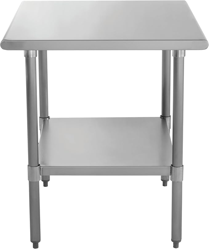 Kratos Stainless Steel Kitchen Prep Table 24 Dx36 W with Undershelf NSF Worktable for Restaurants - 18ga/430SS (28W-044)