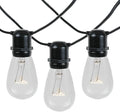 Novelty Lights 37.5 Feet 25 in-Line E26 Sockets S14 String Light Set with Clear Incandescent Bulbs Heavy Duty Black Wire Patio Lights Weather Resistant End-to-End Connectable
