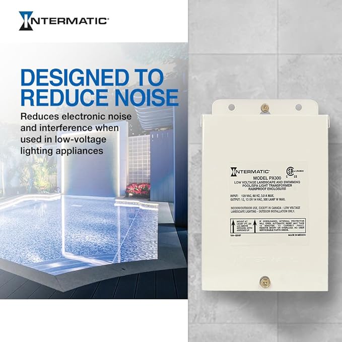 Intermatic | PX300 300W Pool Light Transformer 12V 13V 14V - Supply for Pool/Spa Lights Submersible Fixtures Landscape Lights - Enhanced Safety Circuit Protection Beige - Stainless Steel