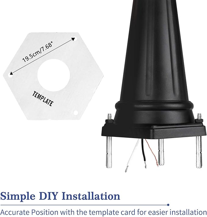 Dusk to Dawn Sensor Outdoor Lamp Post Light 3-Head Classic Black Light Pole with Clear Glass Panels (3 LED Bulbs Included Max.100W) Waterproof Outside Street Light for Backyard Garden Driveway