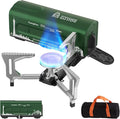INFOOD Portable Butane Gas Camping Stove - 7500 BTU Compact Folding Design with Carry Bag for Backpacking RV Trips Picnic &amp Outdoor Indoor Cooking Green
