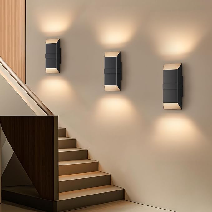 Outdoor Lights Fixture Twins Modern Led Wall Sconce Indoor Black Exterior Wall Lights for House Front Porch Light Outdoor Wall Mount Patio Lights Fixture for Garage Yard 3000K