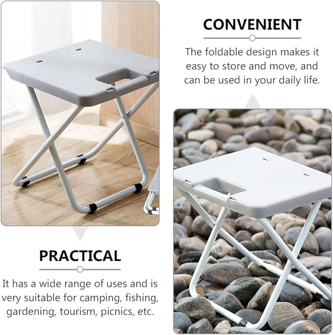 Portable Folding Stool Small Anti-Skid Plastic Garden Chair Compact Lightweight Balcony Camping Seat for Outdoor Hiking and Travel