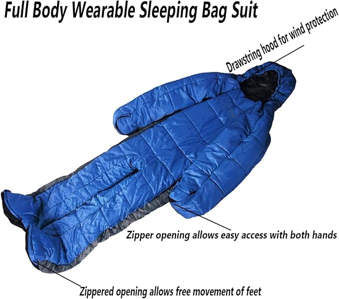 Wearable Sleeping Bag for Adults Indoor Outdor Lightweight Mummy Sleeping Bag Full Body Wearable Walkable Winter Emergency Heavy Duty Sleeping Bag