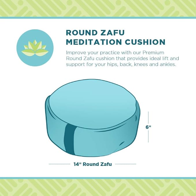 Bean Products Hemp Zafu Meditation Cushion for Sitting on Floor Hemp Yoga Pillow Zafu Meditation Pillow Zen Seiza Kneeling Prayer Pad Support - Made in USA - Round Blueberry