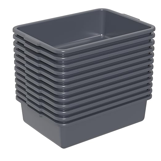 Vcansay 13 L Plastic Commercial Bus Tubs Restaurant Dish Washing Box Gray 12 Packs