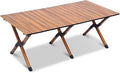 BK&ampMF Outdoor Folding Camping TableWooden Small Backpacking TablePicnic Camping Table Ultralight Side Table with Carry Bag for Cooking PicnicA61x117x45cm(24x46x18inch)