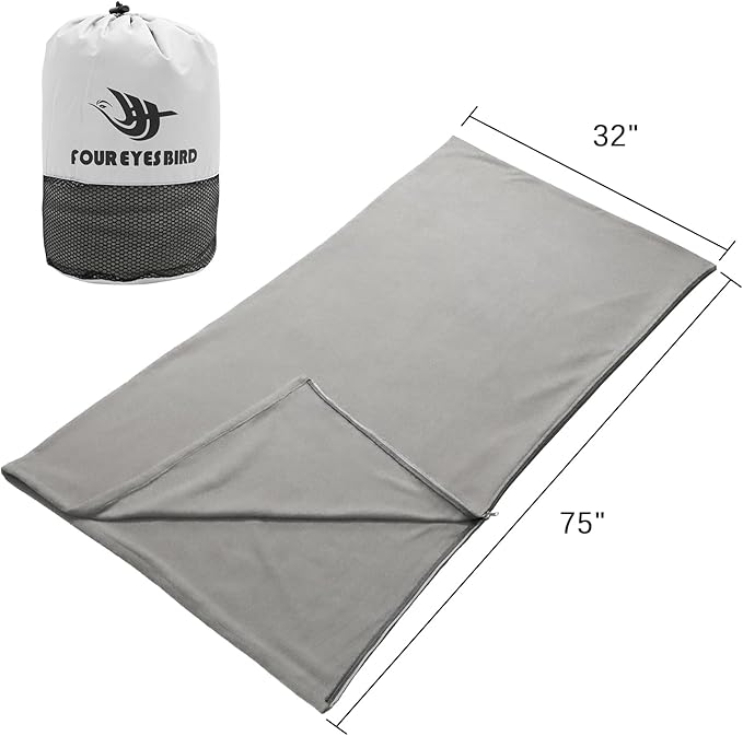 Fleece Sleeping Bag Liner 75 Long Zipper Microfiber Fleece Travel Single Sleeping Bag Camping Blanket Indoor Outdoor Blanket for Adults &amp Children