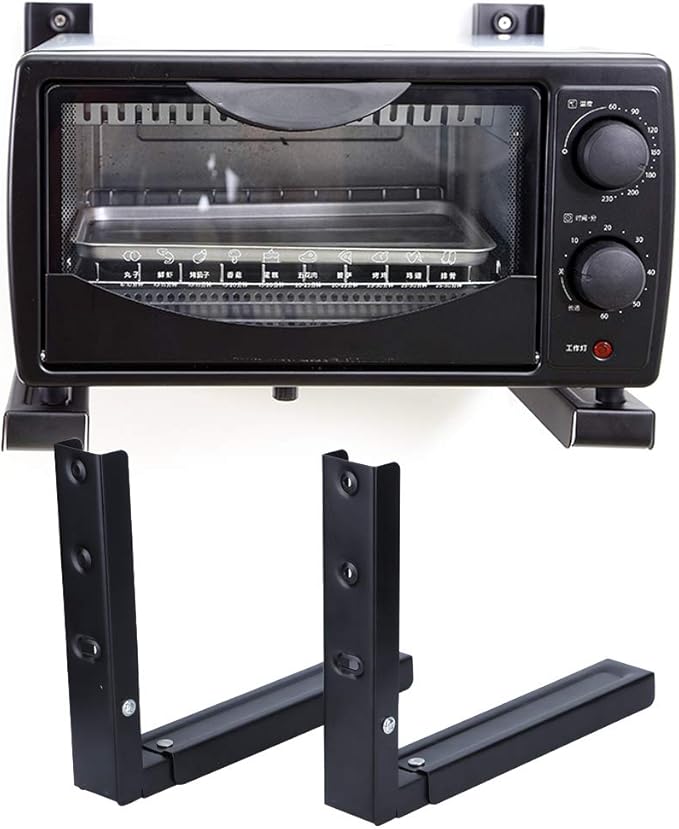 BRRNOO Microwave Shelf Microwave Wall Mount Wall Shelf Foldable Stretch Mounted Universal Stainless Steel Mount Bracket for All Microwaves