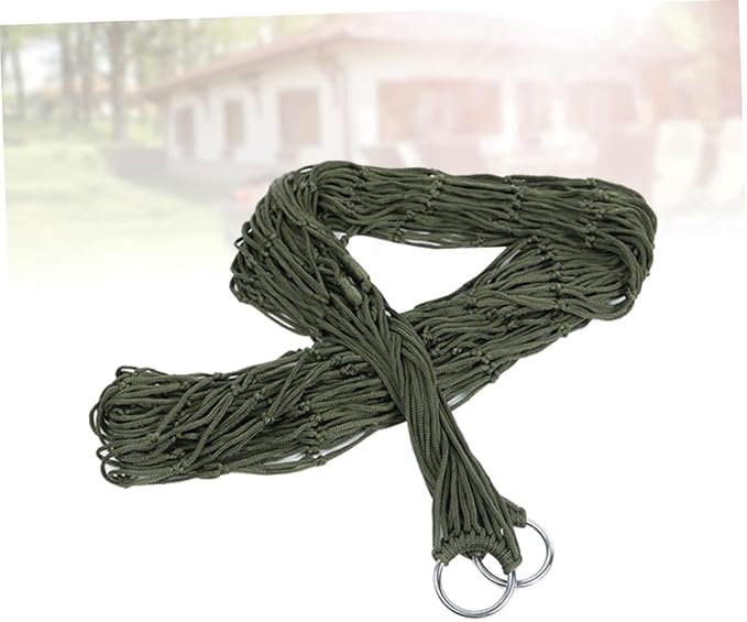 Happyyami 2pcs Strong Nylon Rope Mesh Hammock Portable Hanging Swing Bed Outdoor Leisure Bed for Camping Hunting