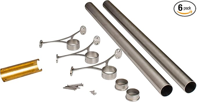 Sleek 6' Satin Stainless Steel Kitchen Island and Bar Foot Rail Kit - 1.5 Diameter Complete Undercounter Mount Hardware and Tubing by Outwater