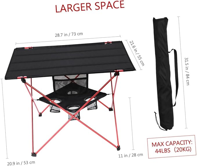 PRETYZOOM Versatile Outdoor Folding Camping Table 73x55x53cm Sturdy Picnic Beach Table