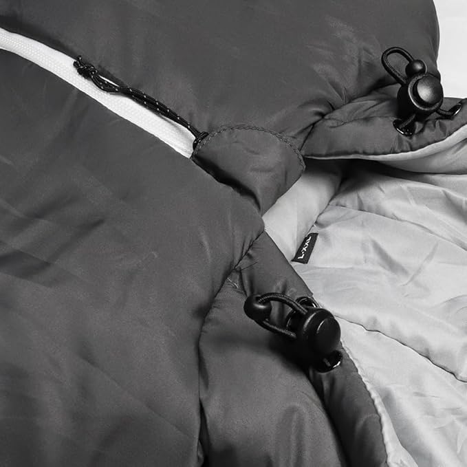 Thermotuff Wearable Fur-Lined Sleeping Bag Long Sleeves Pockets &amp Adjustable Drawstring - Ideal for Camping Cold Weather Hiking and Stadium Sak Blanket Black (L-XXL)