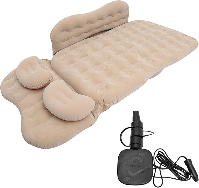 Split Inflatable Bed for Car Air Pump Portable Back Seat Mattress Travel Sleeping Pad for Camping and Road Trips Waterproof Design Easy to Inflate