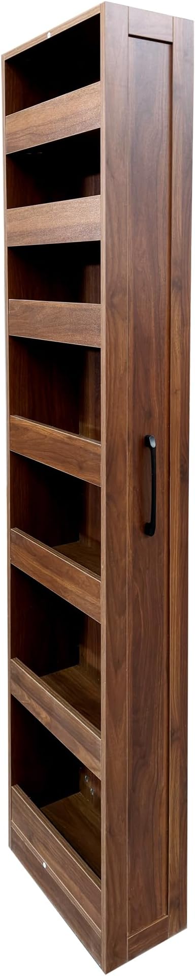 7-Tier Slim Pull-Out Storage Shelf Narrow Space Organizer for Kitchen Laundry Bathroom Living Room Freestanding Open Shelving Unit for Small Spaces Slim Gap Storage Rack with Handle