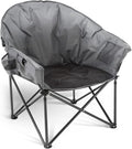 ARROWHEAD OUTDOOR Oversized Heavy-Duty Club Folding Camping Chair with Pocket Cup Holder Portable Padded Moon Round Saucer Supports 330lbs Carrying Bag