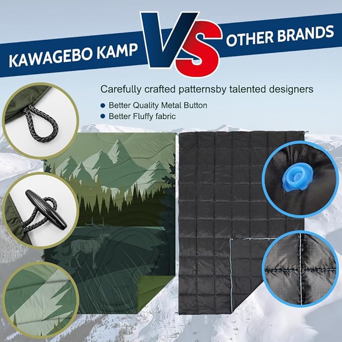 Camping Blanket Puffy - Outdoor Stadium Blanket Wearable Lightweight Packable Machine Washable Camping Quilt for Traveling Picnic Beach Party