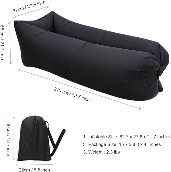 CCDXD Air Sofa Inflatable Lounger Inflatable Couch for Travelling Outdoor Camping Hiking Beach Parties Picnic Backyard Lakeside air Hammock Inflatable Lounger (Black)