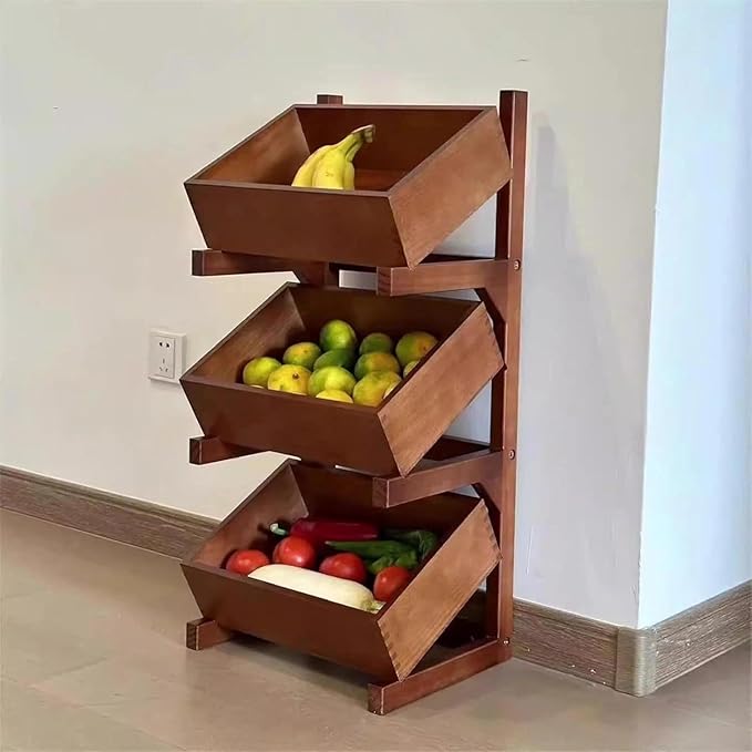 for Fruit and Vegetable Storage Rack 5-Tier Pull-Out Snack Stand Fruit Basket Stand