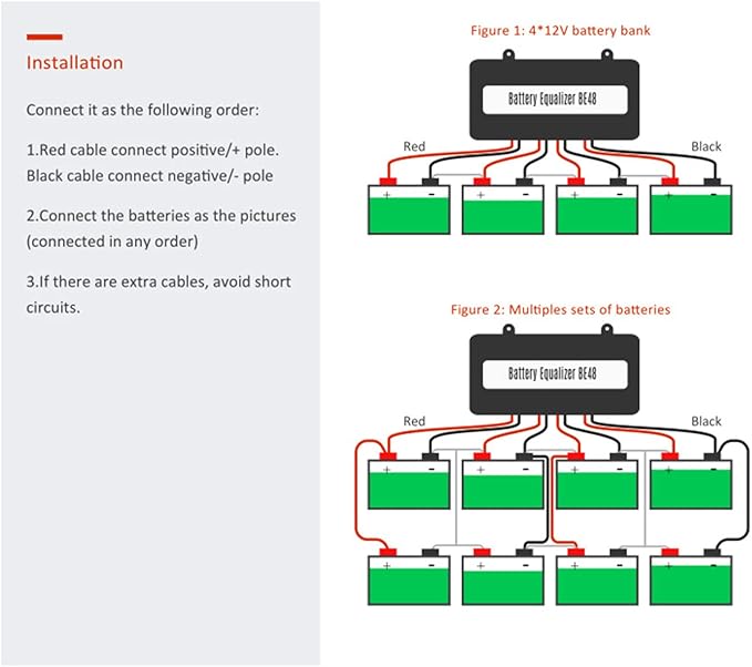 Battery Balancer Equalizer Battery Voltage Balancer 48V New Charger Reverse Polarity Protection Maintains Balance