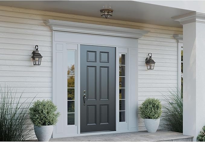 Andover Collection 1-Light Clear Beveled Glass Farmhouse Outdoor Small Wall Lantern Light Antique Bronze