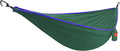 Grand Trunk TrunkTech Single Hammock | Lightweight Ripstop Nylon Camping &amp Travel Hammock 11 ft 500 lb Capacity Includes Carabiners | Green with Aqua Trim