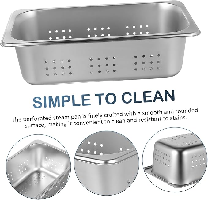 Commercial Steam Pans Set Perforated Deep Pan Stainless Steel Serving Tray Food Container