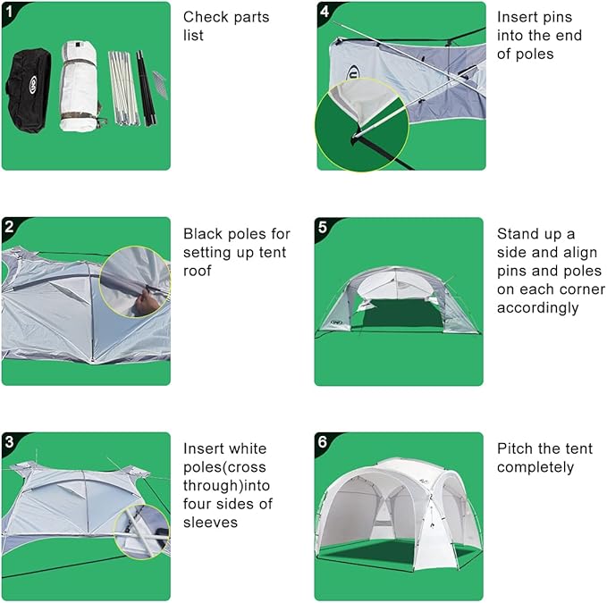 UNP Easy Beach Tent Pop Up Canopy UPF50+ Tent with Side Wall Ground Pegs and Stability Poles Sun Shelter Rainproof Waterproof for Camping Trips Backyard Fun Party Or Picnics