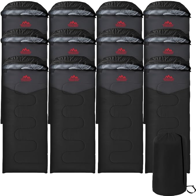 10 Pack Bulk Mummy Sleeping Bags for Adults Cold Weather 0 Degree Backpacking Camping Hooded Sleeping Bags for Homeless Adults Scouts Indoors Outdoors