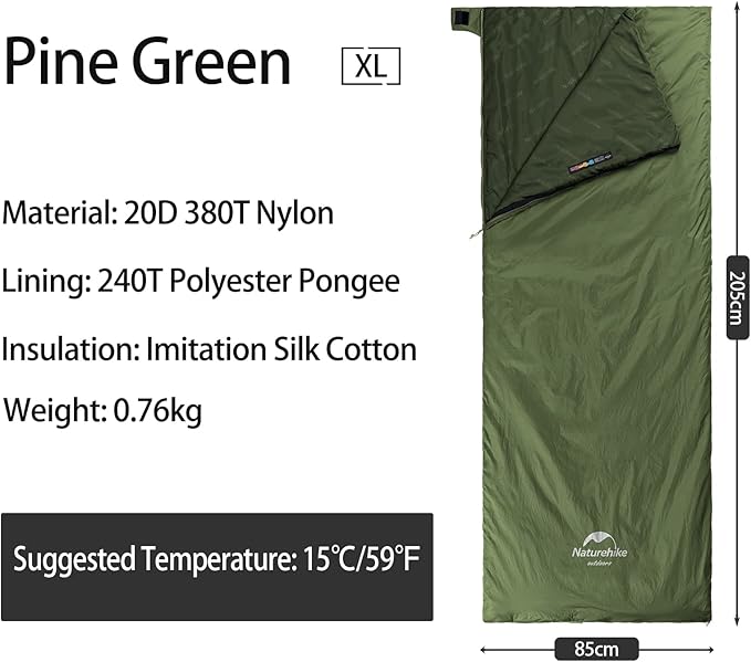 Naturehike Lightweight Compact Sleeping Bag 59℉/32℉ Envelope Ultralight Backpacking Sleeping Bag Portable Waterproof with Compression Sack for Cold&ampWarm Camping Traveling Hiking