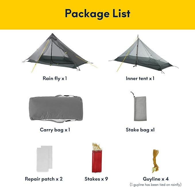 LANSHAN Ultralight Tent 3-Season Backpacking Tent for 1-Person or 2-Person Camping Trekking Kayaking Climbing Hiking