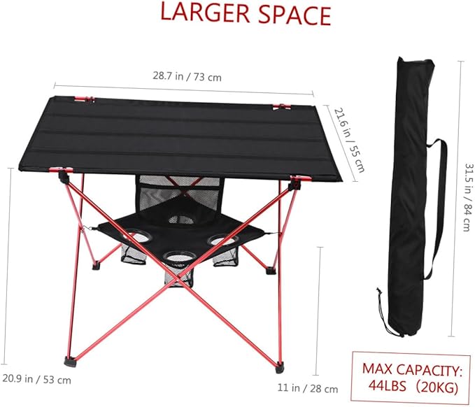 Sosoport Aluminium Frame Folding Table for Outdoor 73x55x53cm Easy Setup Camping Table