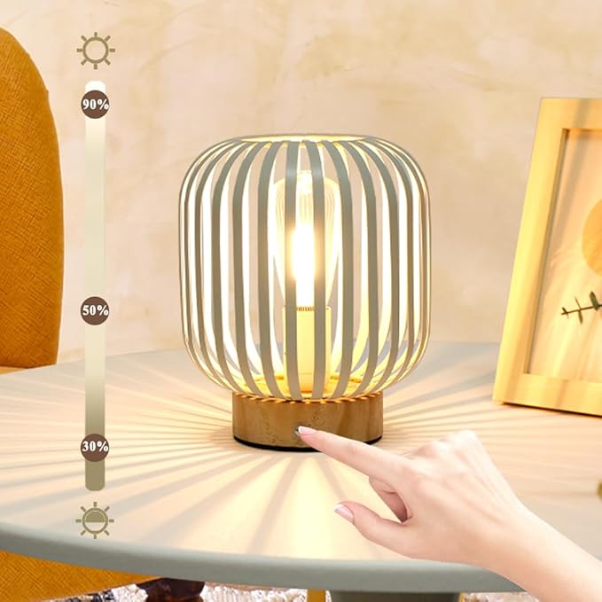 JHY DESIGN Touch Bedside Table Lamp Metal Cage LED Lantern Rechargeable Battery Powered Lamp with LED Bulb Cordless Accent Lamp for Weddings Parties Patio Events for Indoors Outdoors(Cylinder)