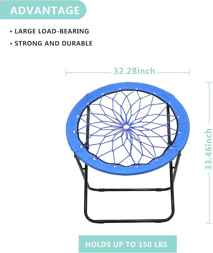 Bungee Chair Portable Foldable Dish Chair Bunjo Game Chair for Outdoor and Indoor and Camping and BBQ (Royal Blue)