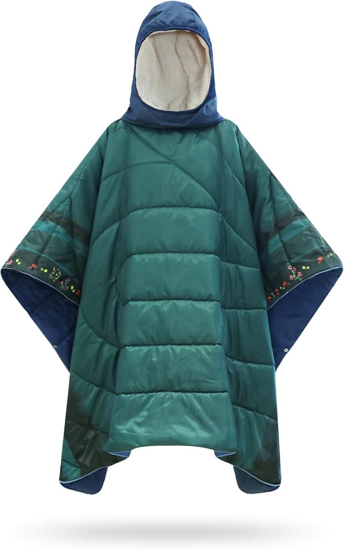 Camping Blanket Poncho Wearable Hoodie Blankets Outdoor Waterproof Windproof Warm Durable &amp Portable for Stadium Concerts CarTravel Beach Picnic Grass75 * 52 inch