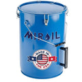 MirOil 6 Gallon Blue Oil Grease Bucket &amp Filter Pot – Steel Fryer Container w/Lid Lock &amp Clip Food Grade Interior Coating - Hot Grease Collection Pot for Disposal Under Drain Valves – Model #