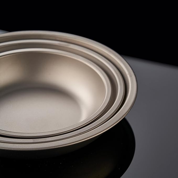 Titanium Bowl 800ml Wide Shallow Dish Mixing Bowl for Camping Meals Salad Pasta 79g Ultralight Druable Multi-purpose Utensils RT100T