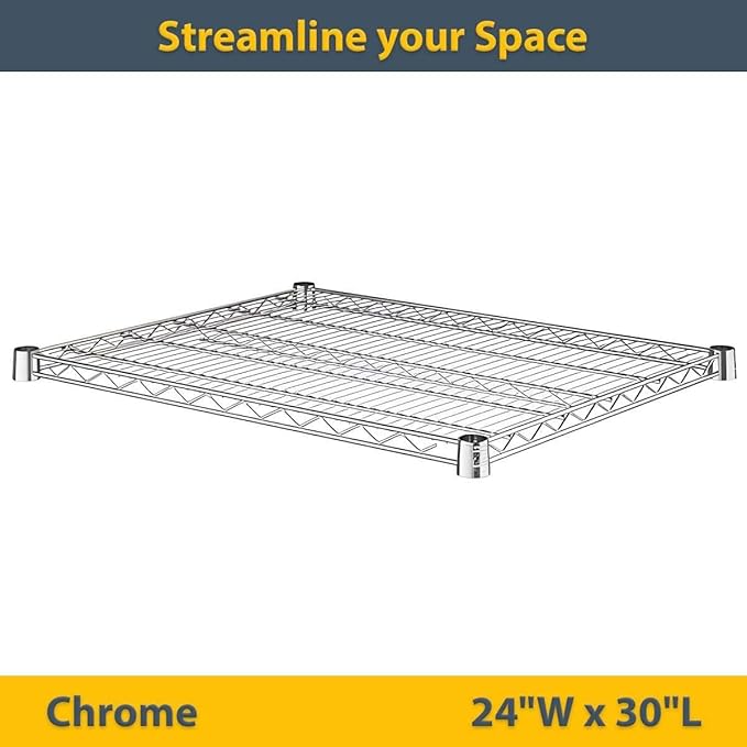2-Pack 24 x 30 Chrome Additional Wire Shelf for Shelving Units Replacement Shelves for Wire Rack