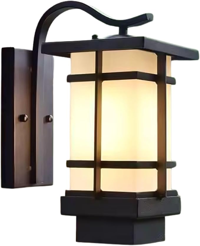 Outdoor Wall Light Fixtures Exterior Waterproof Lanterns Porch Sconces Wall Mounted Lighting with Modern Frosted Glass Black Aluminum Wall Lamps for Patio Front Door Entryway (TYPE_B 13.1inch)