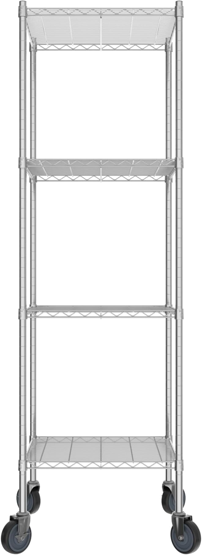 Commercial NSF Listed Chrome Mobile Wire Shelving Kit 24 x 24 x 80 with 4 Shelves Perfect for Warehouse Walk-in Refrigerator Freezer Grocery Store Restaurant Dishroom