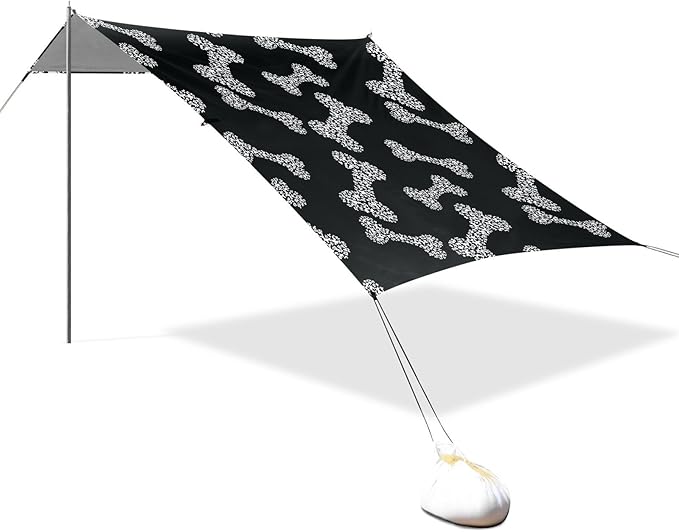 Bolaz Beach Canopy Tent Sun Shade9'×10.5' Large Family Beach Shade UPF50+- Outdoor Shade for Camping Trips FishingBone Pattern