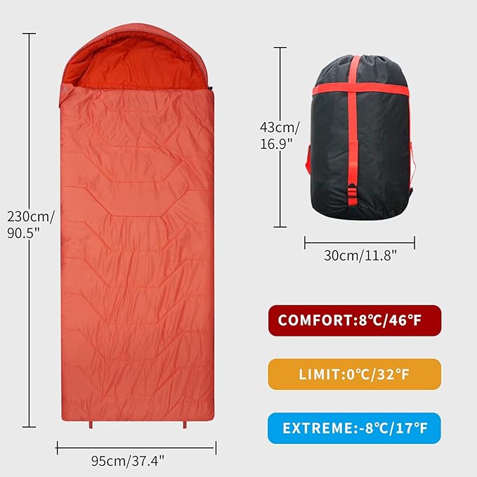Jumbo Sleeping Bag for Adult&ampKidsCold&ampWarm Weather with Compression Sack and Water Resistant for Family CampingTravel and Car Camping