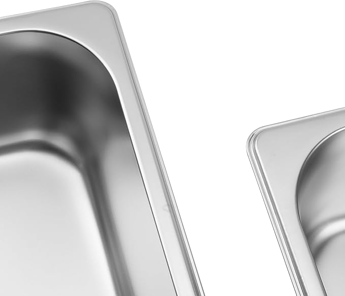 4 Pack 1/2 Hotel Pans 4 Inch Deep Steam Table Pan Half Size 201 Stainless Steel Restaurant Pan Anti Jam Steam for Buffet Event Catering Supplie