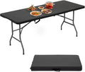 6 Ft White Folding Table Portable Table Camping Table Outdoor Collapsible Dinner Table Outdoor Tables for Patio Yard Wedding Party Cocktail Display