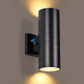 Dusk to Dawn Porch Light 1 Pack Modern Outdoor Wall Lights with Bulbs Cylinder Black Outdoor Light Fixture Wall Mount Up and Down Lighting Wall Sconce for House Porch Door