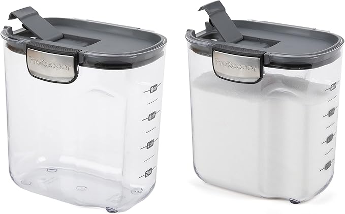 Progressive International ProKeeper+ Clear Plastic Airtight Food Baker's Kitchen Storage Organization Container Canister Set with Magnetic Accessories 2- Piece Set (Sugar 2.5-Quart)
